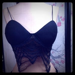 Rare London sweetheart neck crop top NWT 6 black